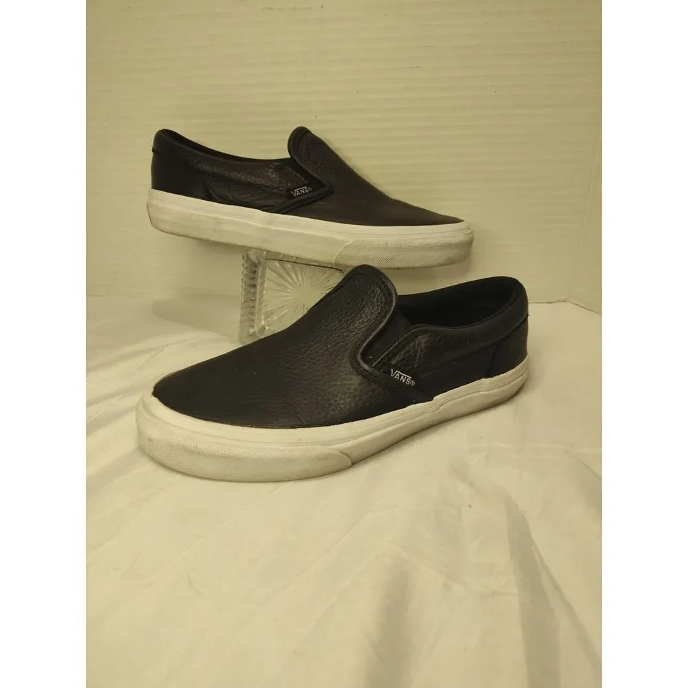 VANS Black Slip On US Kids Size 4- Skateboard Sneakers Off The Wall